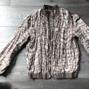 Reversible Taupe Cat Print Jacket M